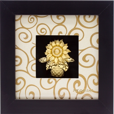 Tranh hoa hướng dương vàng 24K 3D hình vuông