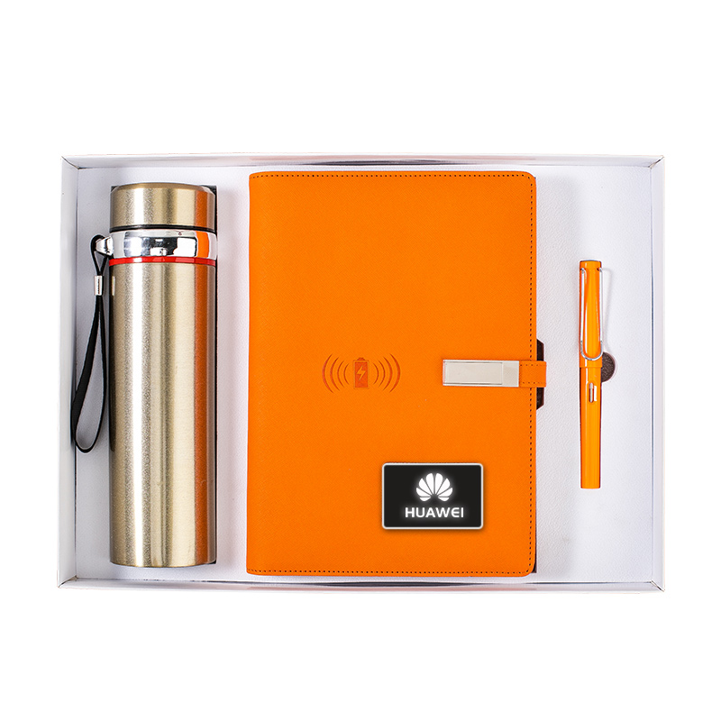 Bộ giftset 3 sản phẩm Quà Tặng Doanh Nhân Sổ điện tử có sạc pin sạc dự phòng không dây  với bộ quà tặng bút và bình giữ nhiệt