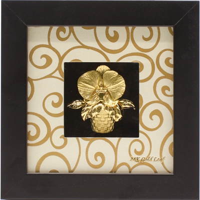 Tranh hoa phong lan vàng 24K 3D hình vuông