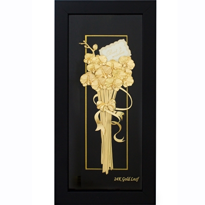 Tranh hoa phong lan vàng 24K 3D hình chữ nhật