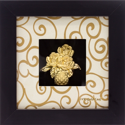 Tranh hoa hồng vàng 24K 3D hình vuông