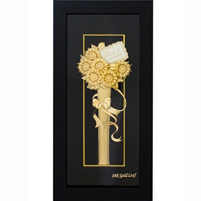 Tranh hoa hướng dương vàng 24K 3D hình chữ nhật