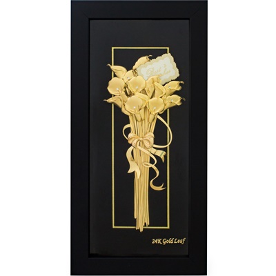 Tranh hoa thủy vu vàng 24K 3D hình chữ nhật