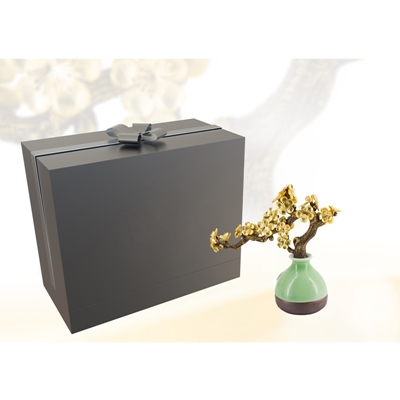 Vỏ hộp quà Tết cao cấp màu xám ép nhũ vàng VH-QTC04