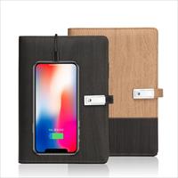 Sổ tay vân gỗ tích hợp với sạc tích điện với ổ flash USB 8G